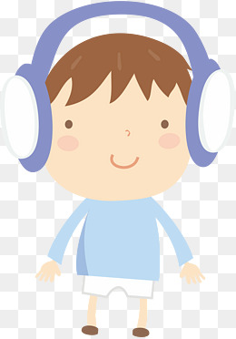 Kid with headphones clipart