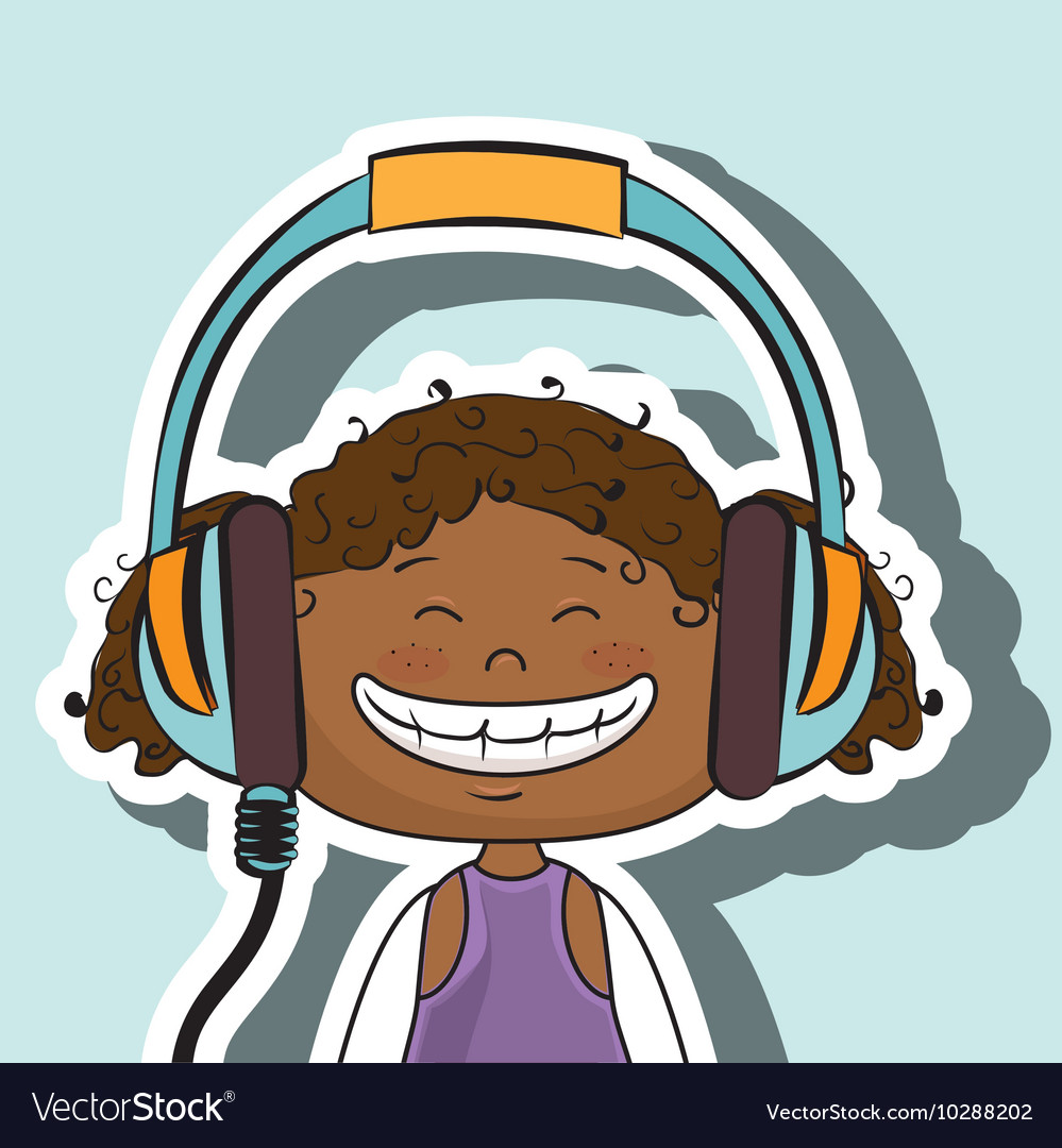 Girl kid headphones music icon
