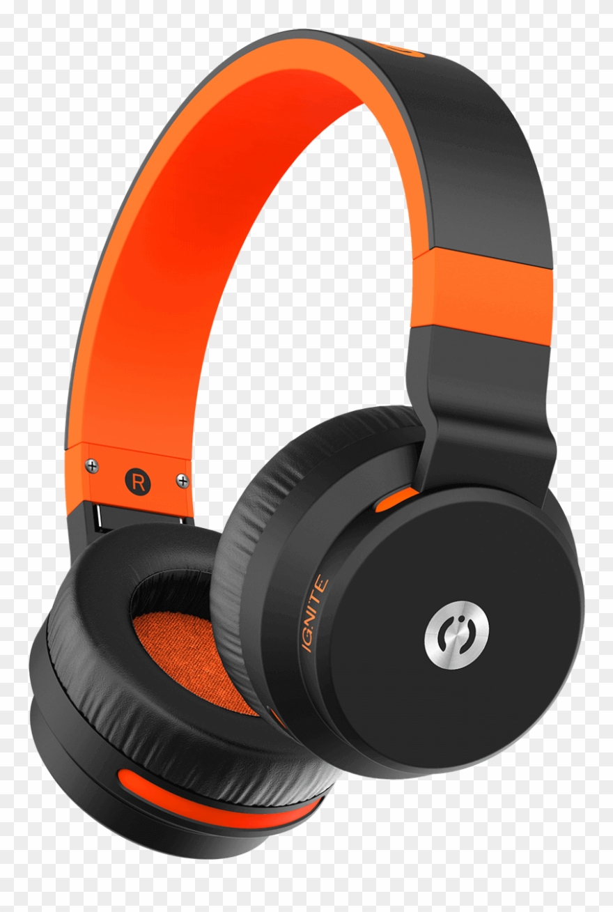 Orange color headphones.