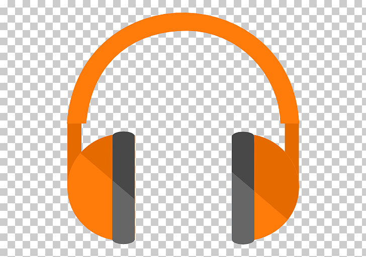 Angle brand headphones font, Media play music, orange and