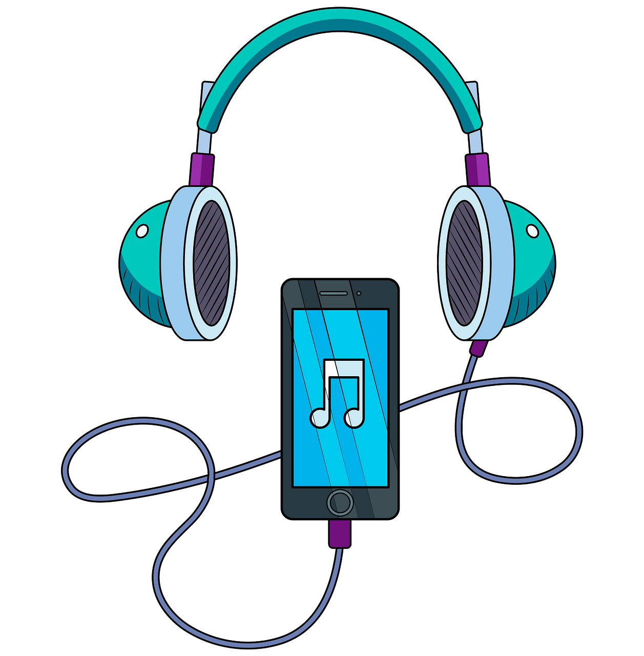 Music player and headphones clipart