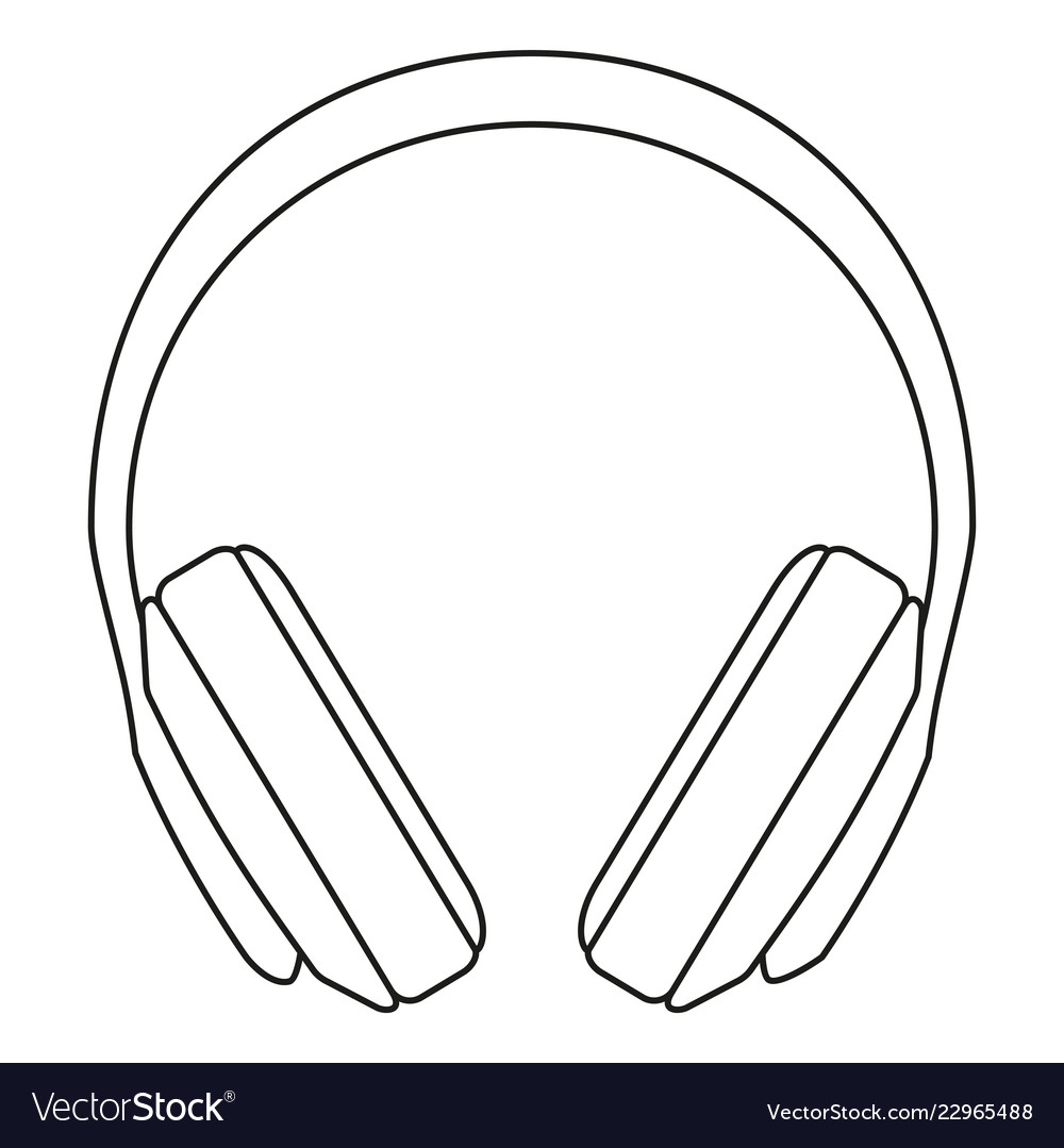 Line art black and white headphones