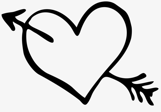 Heart with arrow clipart black and white