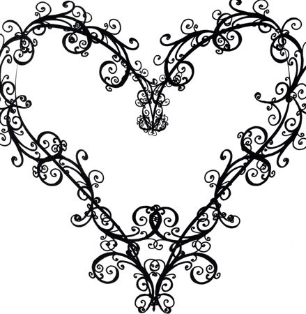 heart clipart black and white fancy