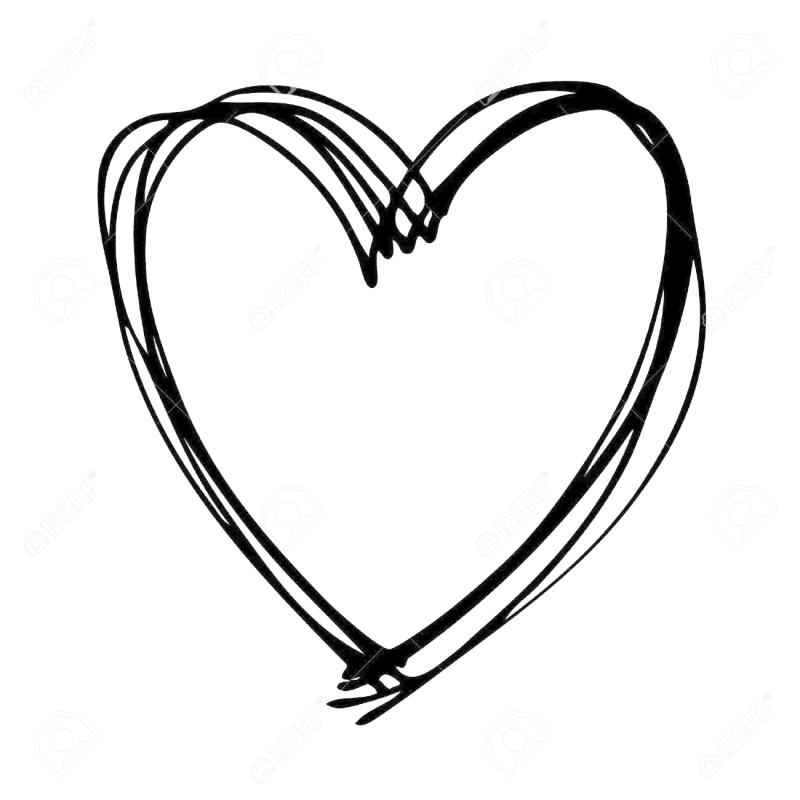 Heart clip art line drawing