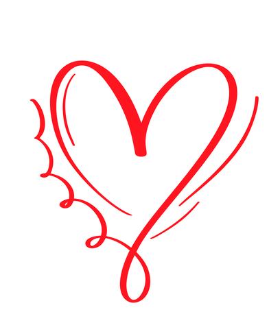 Red Vector Valentines Day Hand Drawn Calligraphic Heart