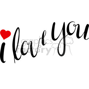 I love you calligraphy typography illustration red hearts words clipart