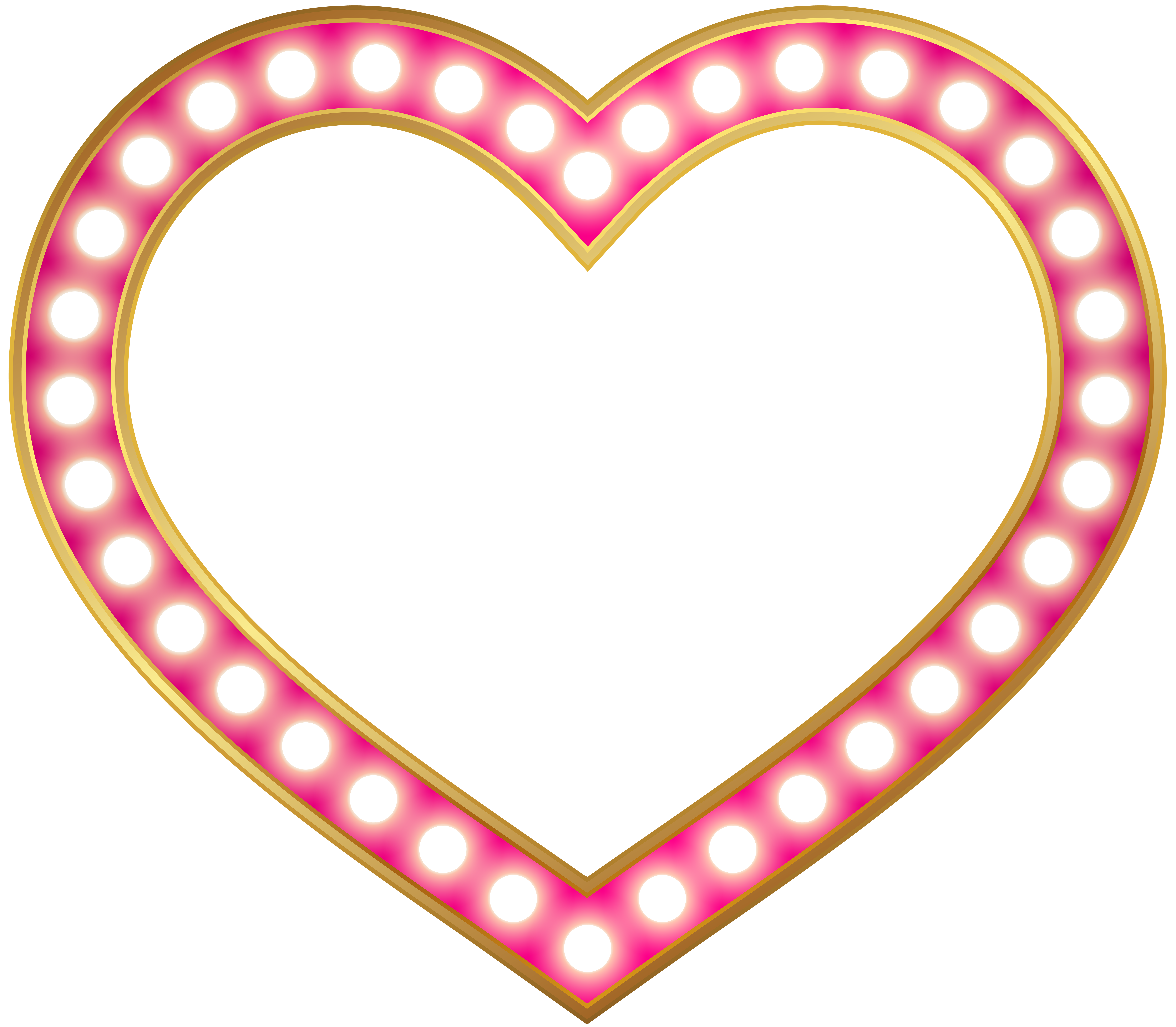 Glowing Heart Border Frame PNG Clip Art