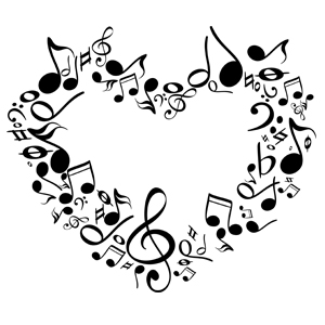 Music notes heart.