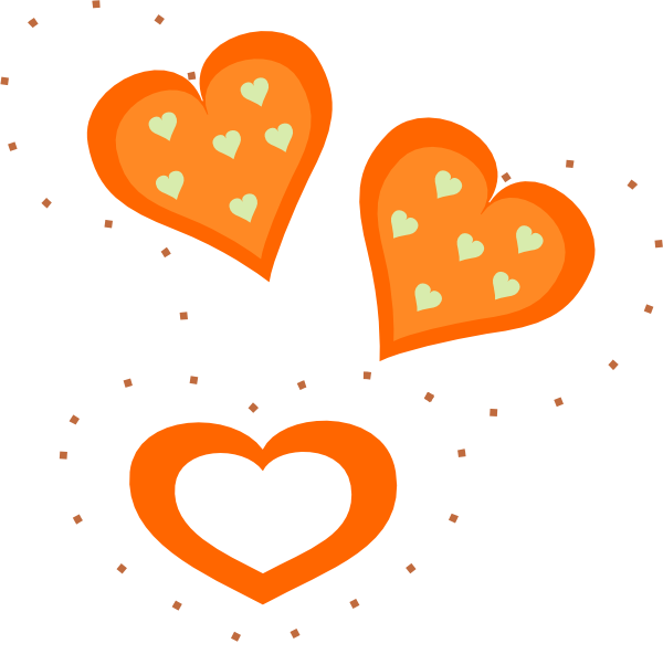 Valentine Orange Hearts Clip Art at Clker
