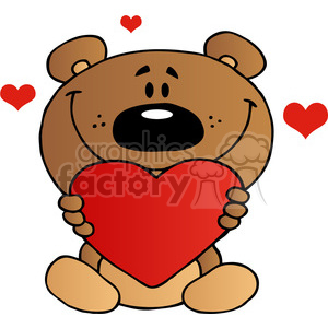 Teddy Bear Holding A Red Heart clipart