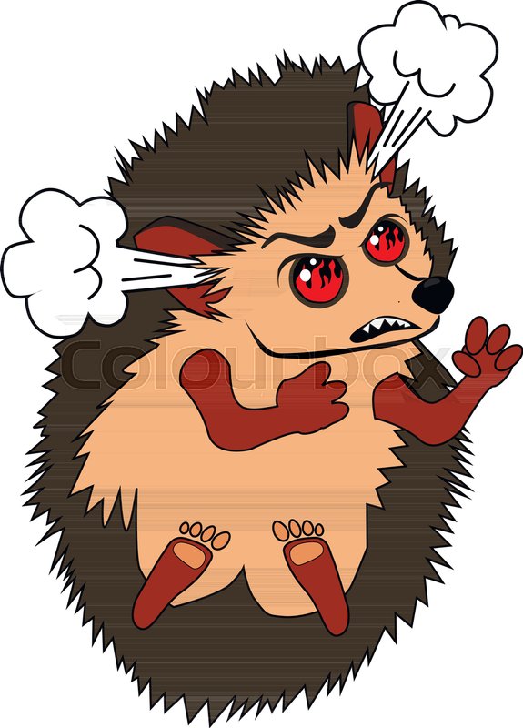 Vector angry and aggressive hedgehog