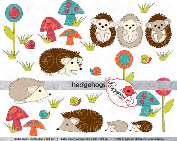 Hedgehogs clipart set.