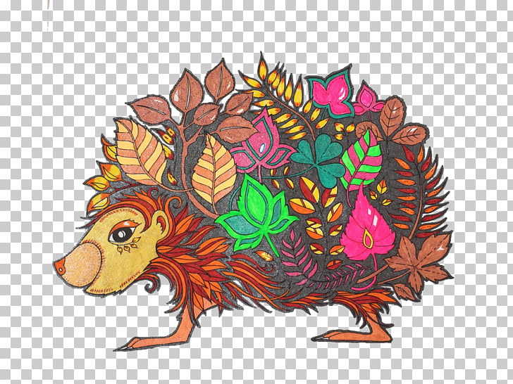 Hedgehog Color Leaf Illustration, Beautiful colored leaves