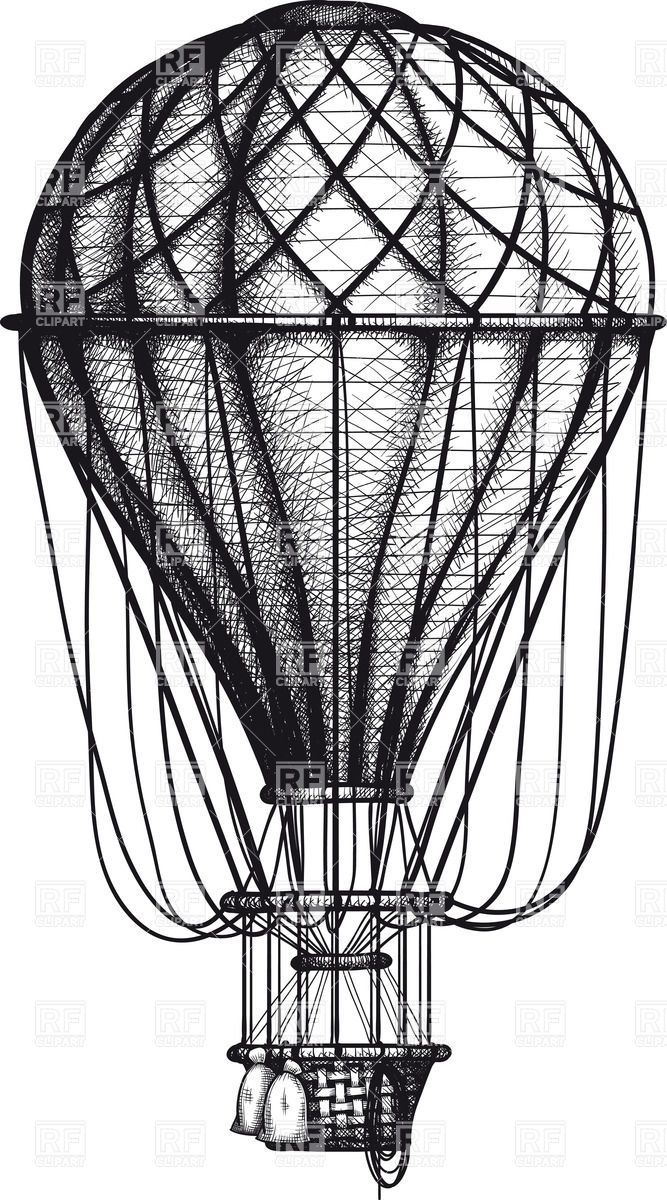 Vintage hand drawn engraving air balloon Stock Vector Image