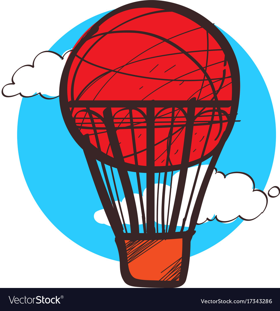 Red balloon clipart hand drawing style