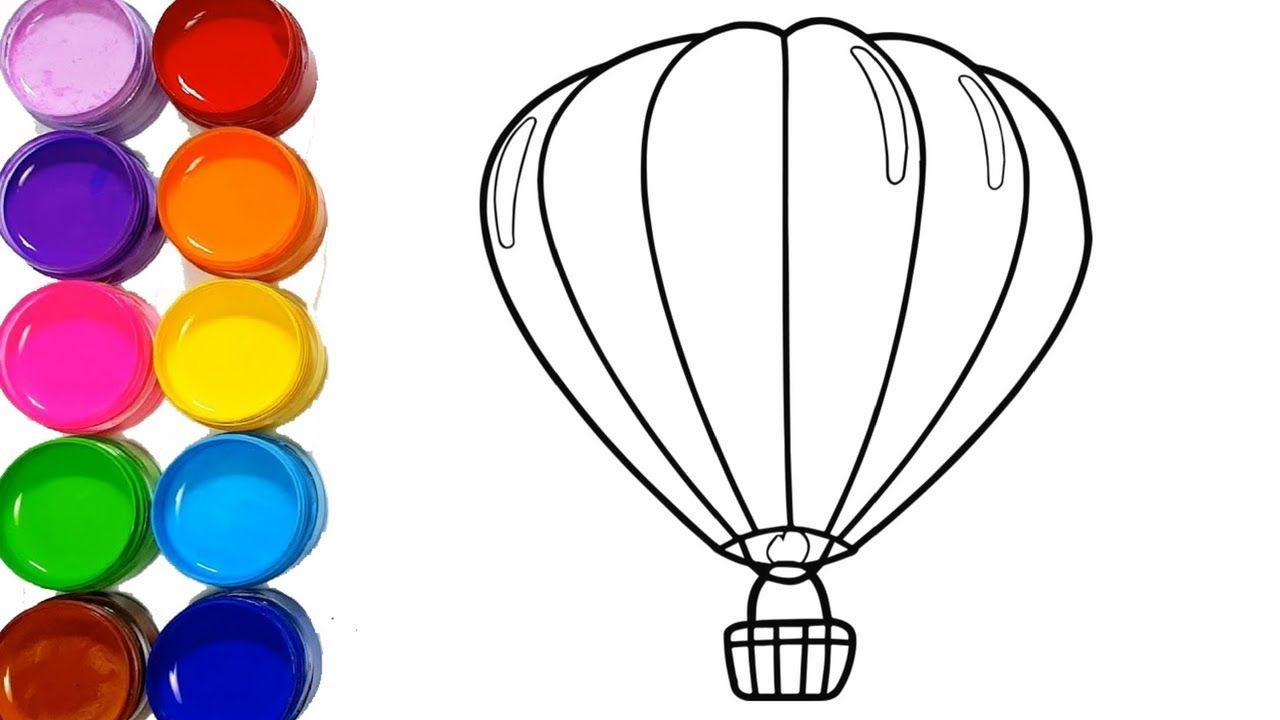 Parachute Drawing Very Easy Step by Step for kids, Hot Air