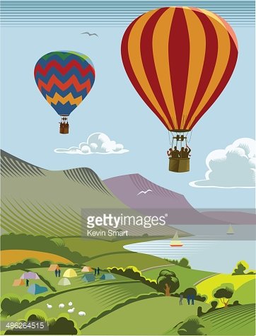 heißluftballon clipart landschaft