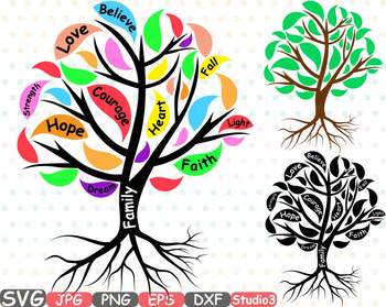 Family Tree Silhouette clipart courage faith hope love strength believe