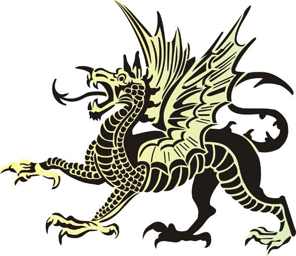 Heraldic Dragon Gothic Stencil Design from Stencil Kingdom