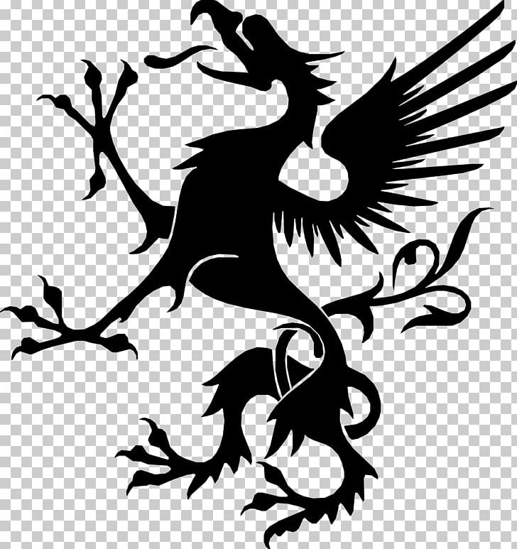 Heraldry Dragon Wyvern PNG, Clipart, Art, Bird, Black, Black