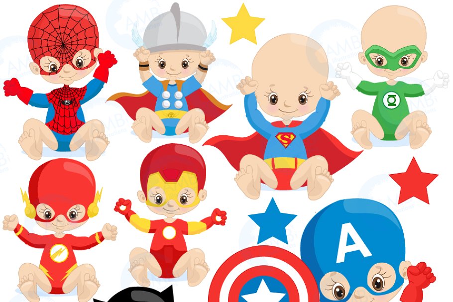 Super Hero Babies Clipart,