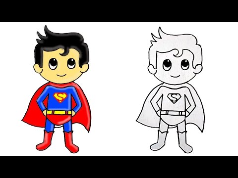 How to Draw Superhero Superman Cute Step by Step