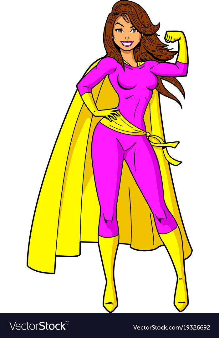 Super woman female superhero cartoon clipart