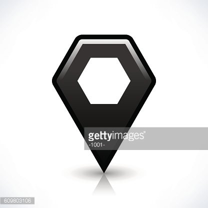 Black Blank Map Pin Sign Hexagon Location Icon premium