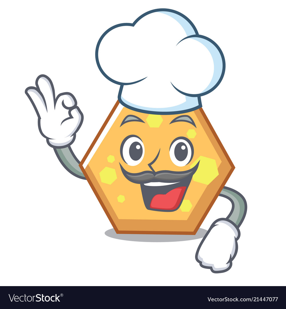Chef hexagon character cartoon style