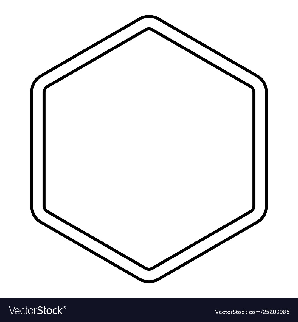Hexagon shape element icon outline black color