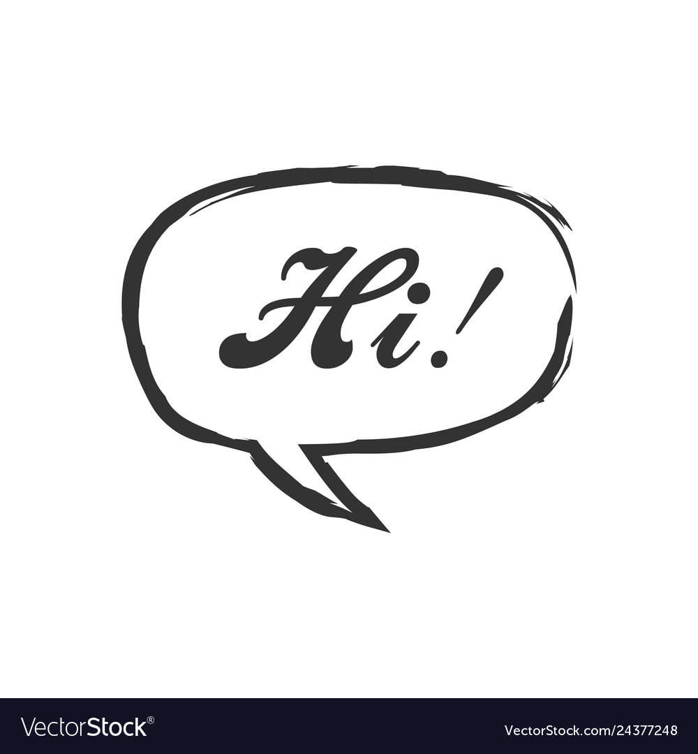 Speech bubble icon with text hi simple