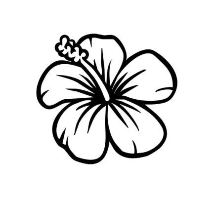 Hibiscus flower clipart black and white