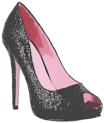 Glittery sparkly black high heel womans shoe clip art