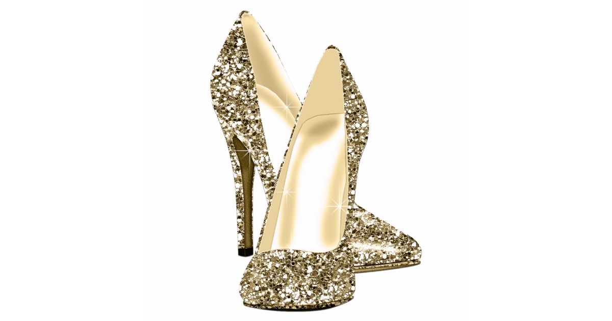 Gold Glitter High Heel Shoes Statuette