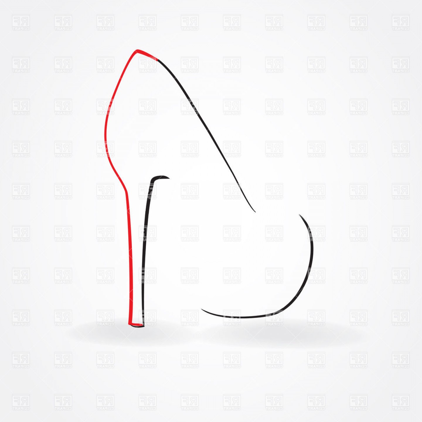Gorgeous Symbolic High Heel Shoe Simple Outline Vector
