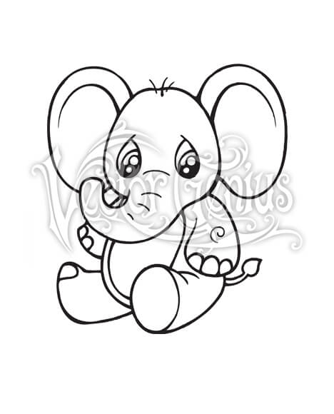High Resolution Cute Sad Sitting Elephant Clip Art Stock Art