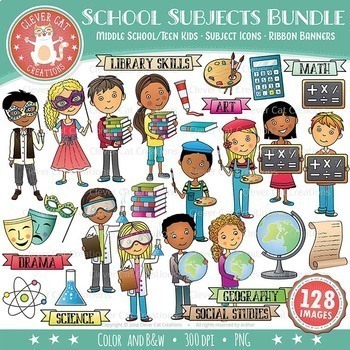 School Subjects Clip Art Bundle by Clever Cat Creations