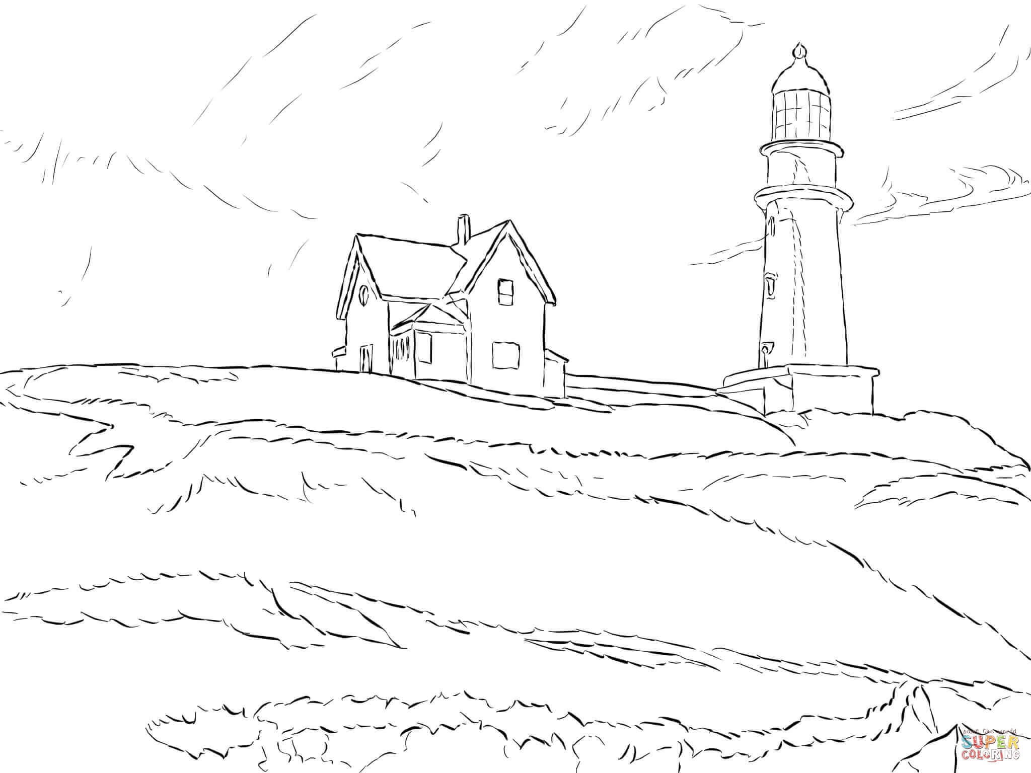 Lighthouse Hill by Edward Hopper coloring page