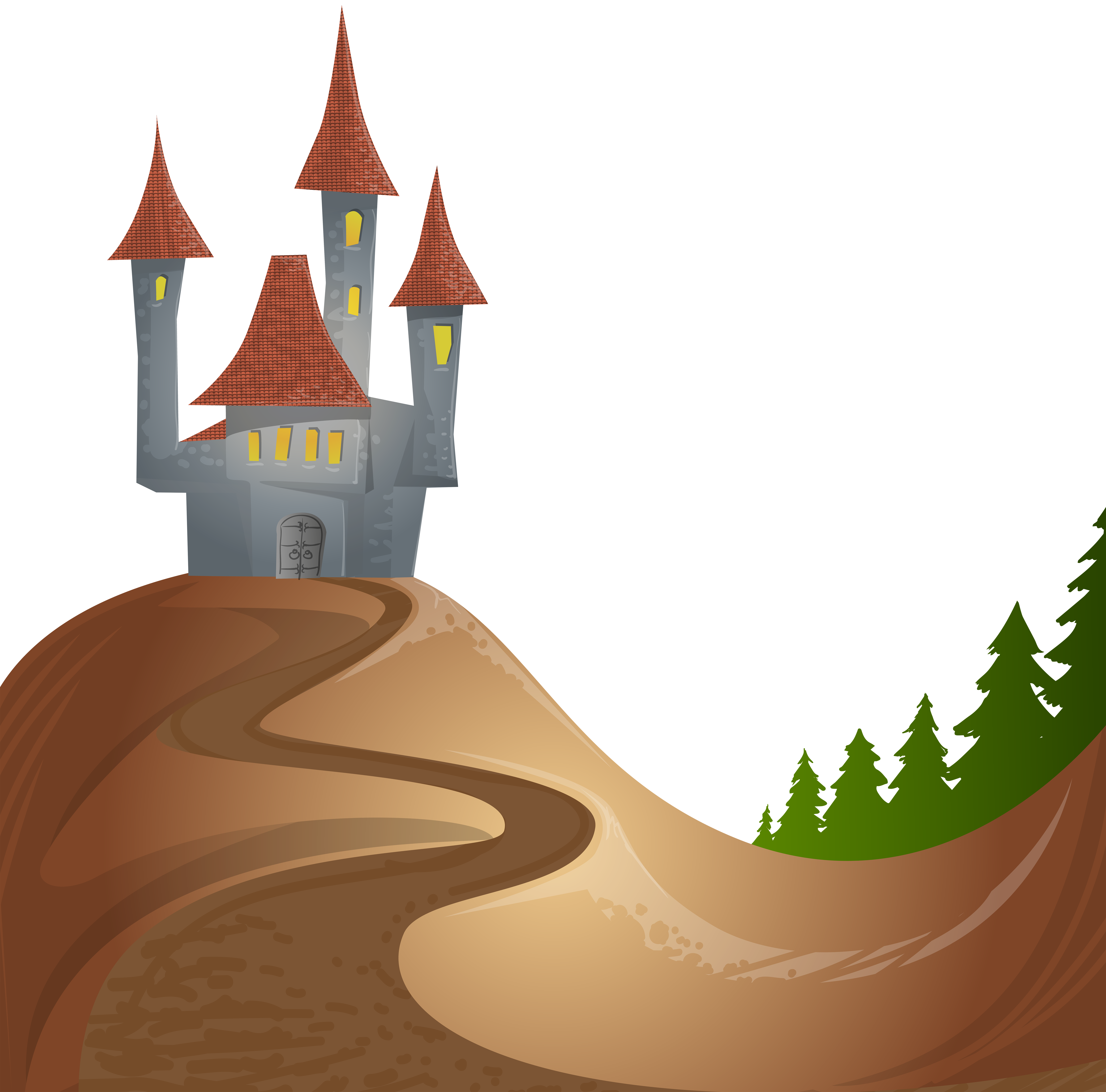 Castle on Hill Free PNG Clip Art Image