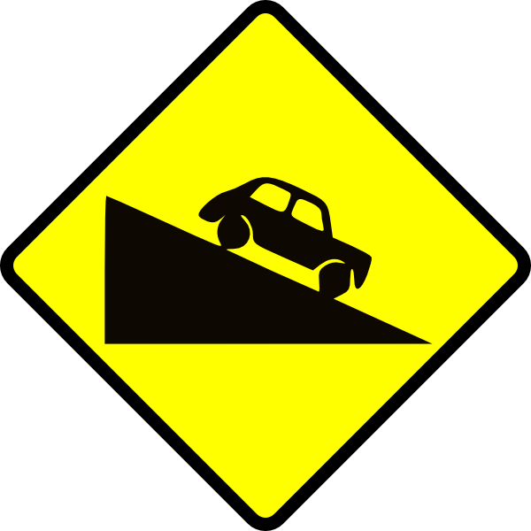 Caution steep hill.