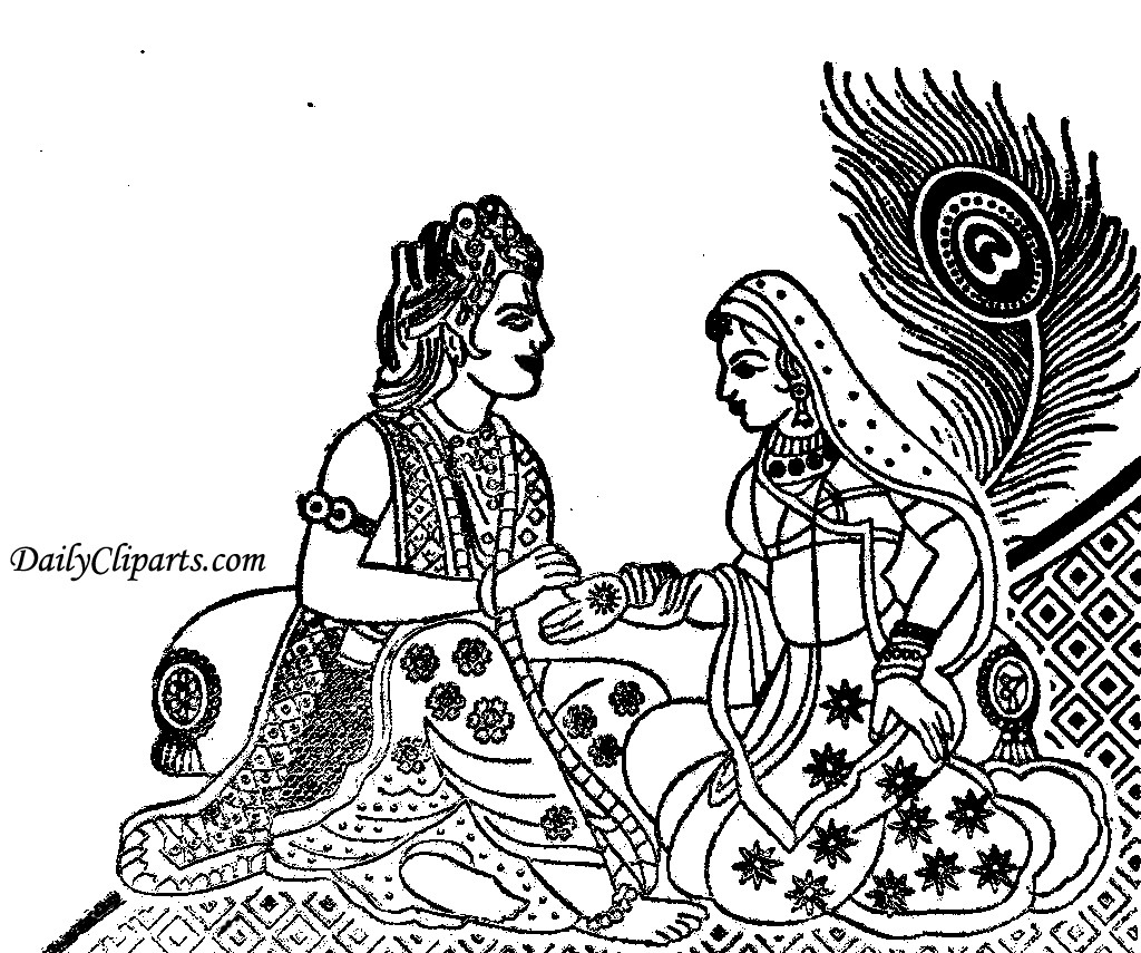 Radha Krishna Style Dulha Dulhan with Mor Pank