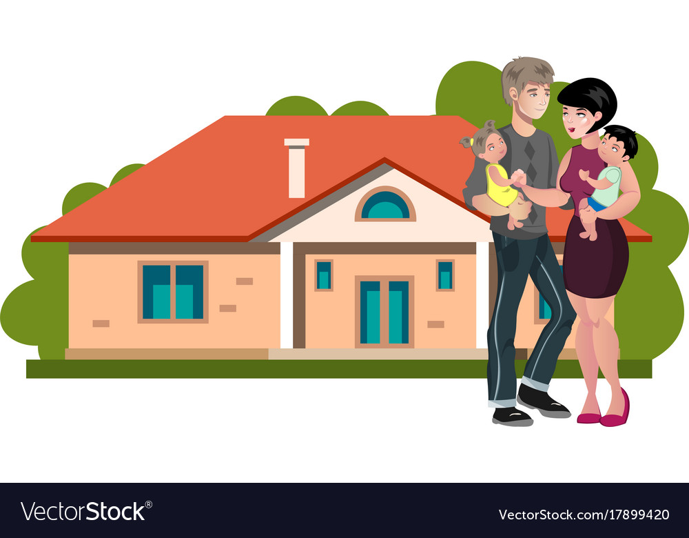 Happy family with new his home