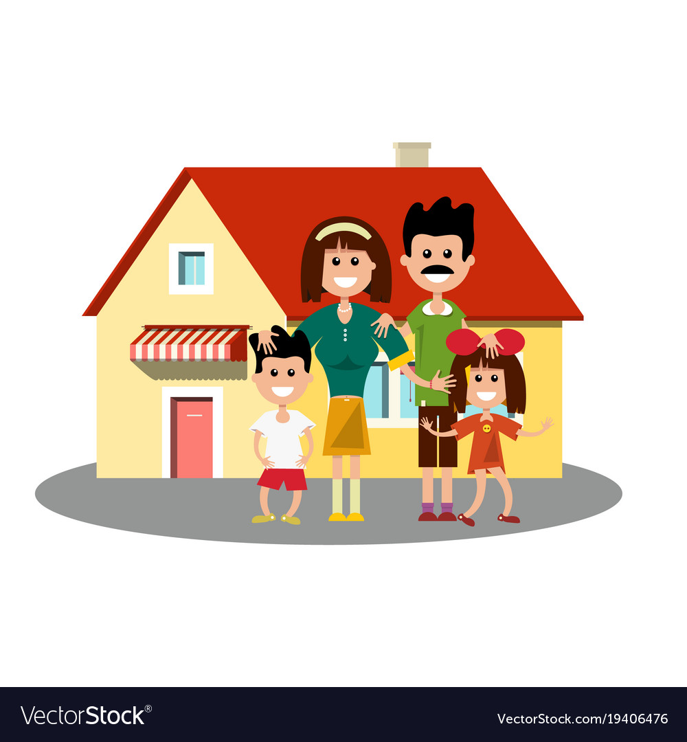 House icon with happy family