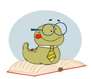 Homework clipart image bookworm cartoon character on a