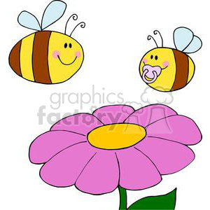 Two bees and a flower clipart
