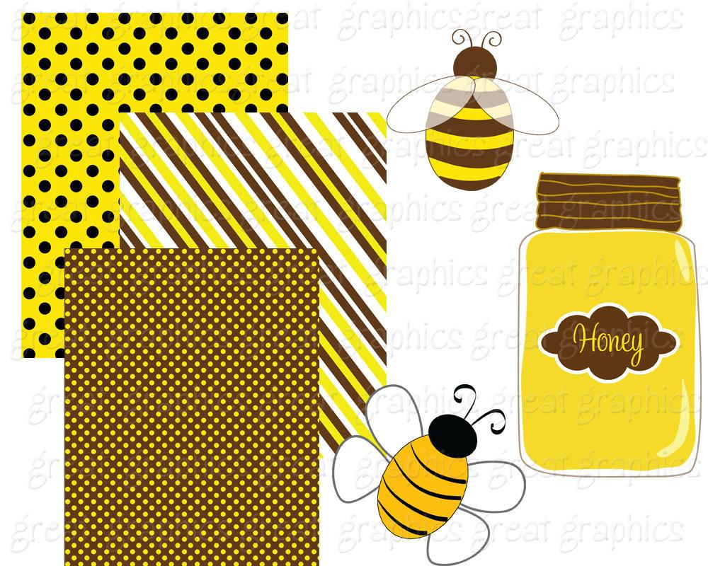 Bee Clip Art Bumble Bee Clipart Digital Bee Bee Digital Paper Honey Bee  Clip Art Honeycomb Paper Kids Party Paper