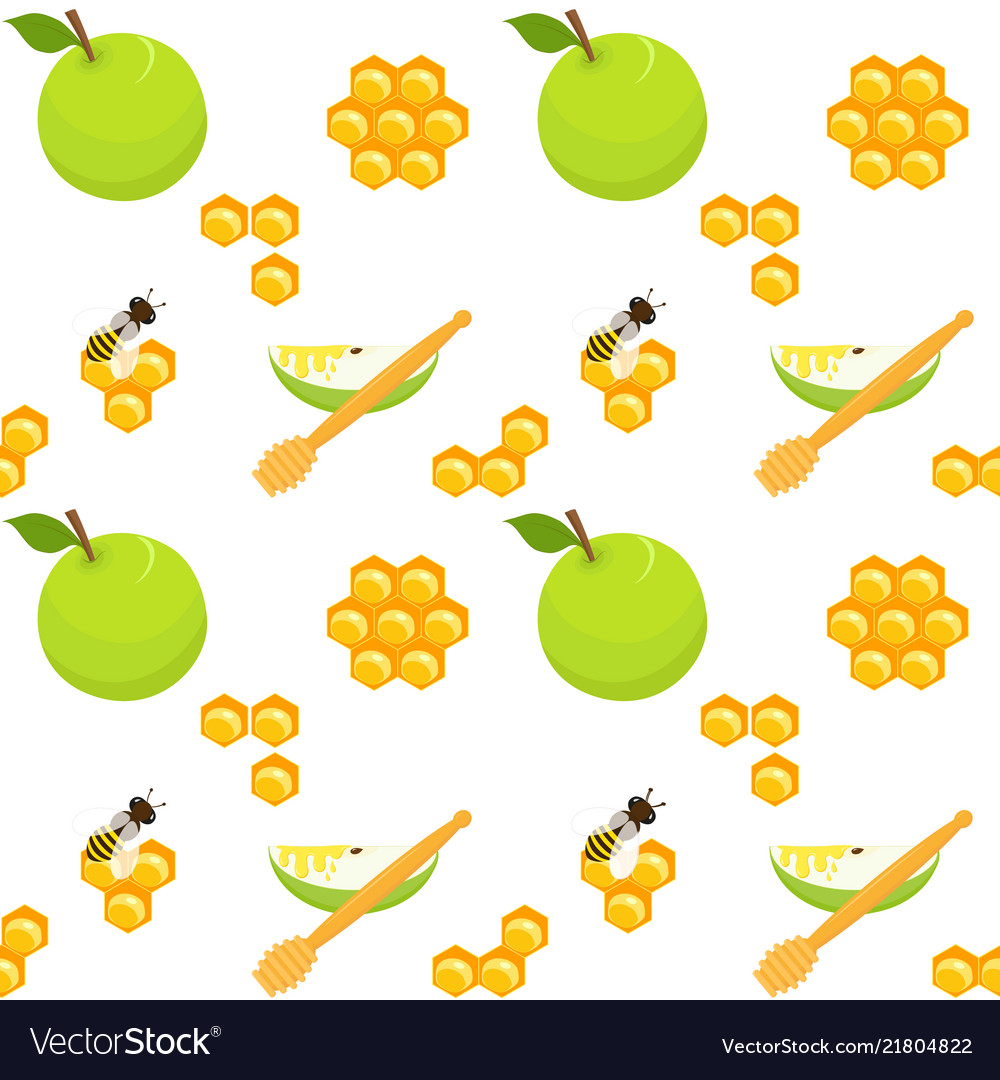 Apples and honeycomb seamless pattern