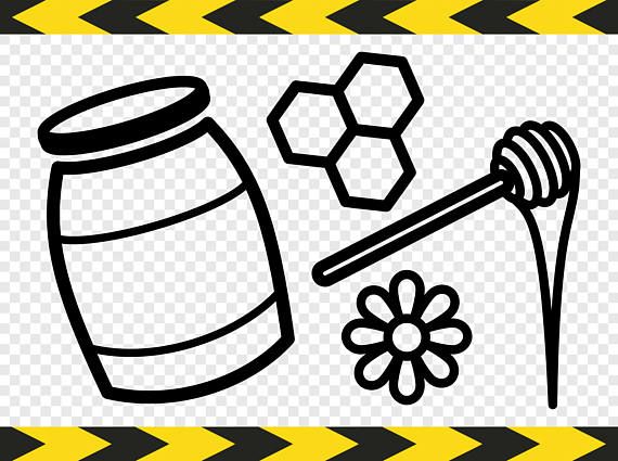 Honey pot jar SVG Honey dipper Honeycomb Flower Bundle