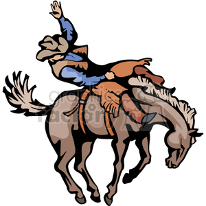Cowboy riding bucking.